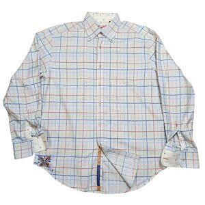 Robert Graham Mens XL Multicolor Plaid Long Sleeve Button-Down Shirt Embroidered